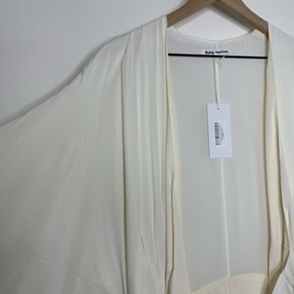 Reformation Winslow Dress White Ivory Maxi Wrap Kimono Wedding Womens New Large - Picture 4 of 14